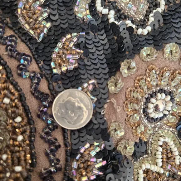 Needle And Thread Art Deco Beaded Dress Flapper Women Black Glam Event 2 - Picture 13 of 16